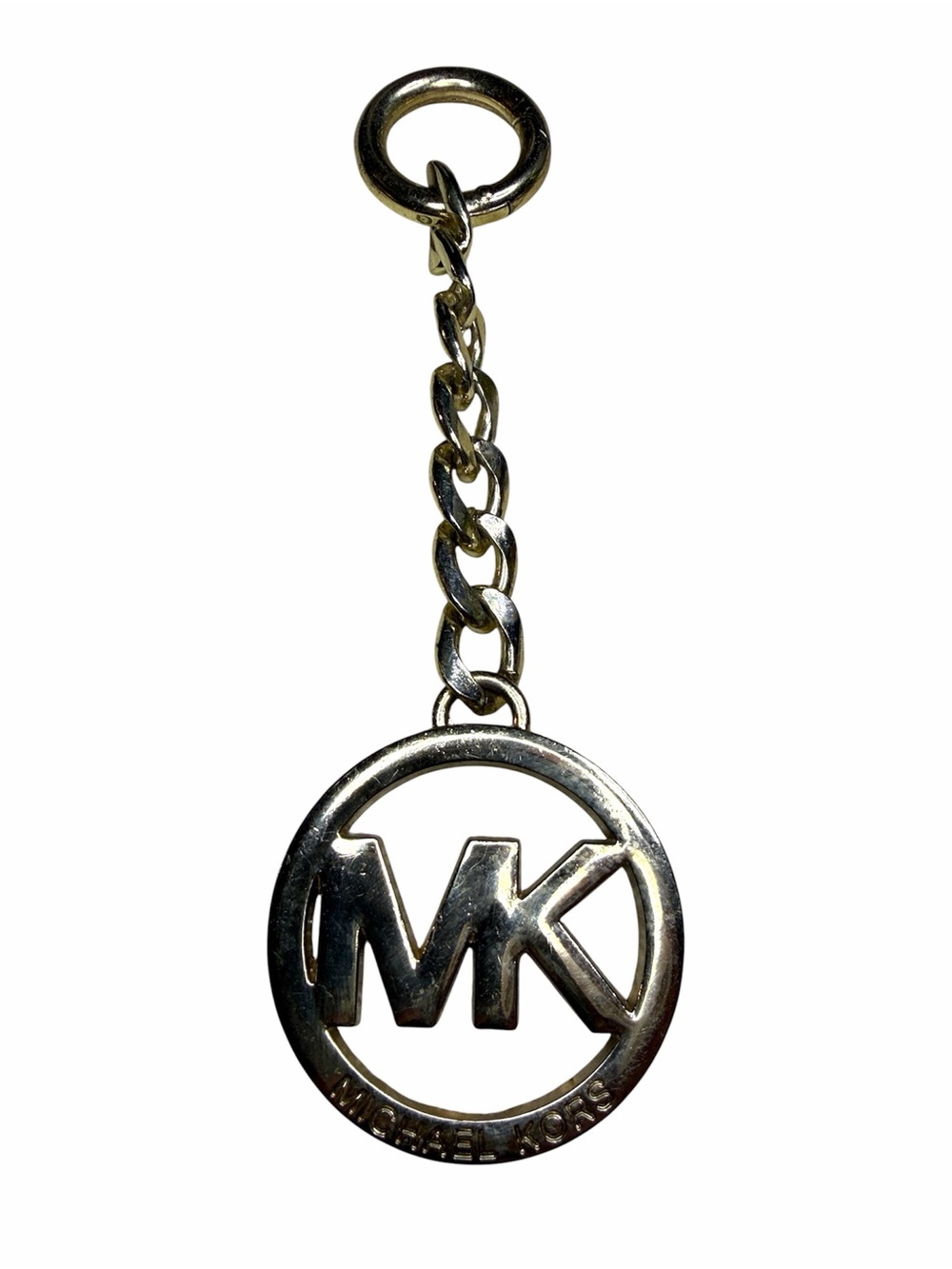 Michael Kors Logo Gold-Tone MK Circle Logo Keyring/ Bag/Purse Charm/Hang Tag